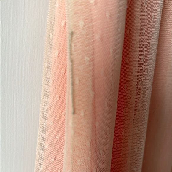 AMERICAN RETRO Peach Ruffle One-Shoulder Dress 80s Prom Flapper Tulle Polka Dot - Picture 4 of 11